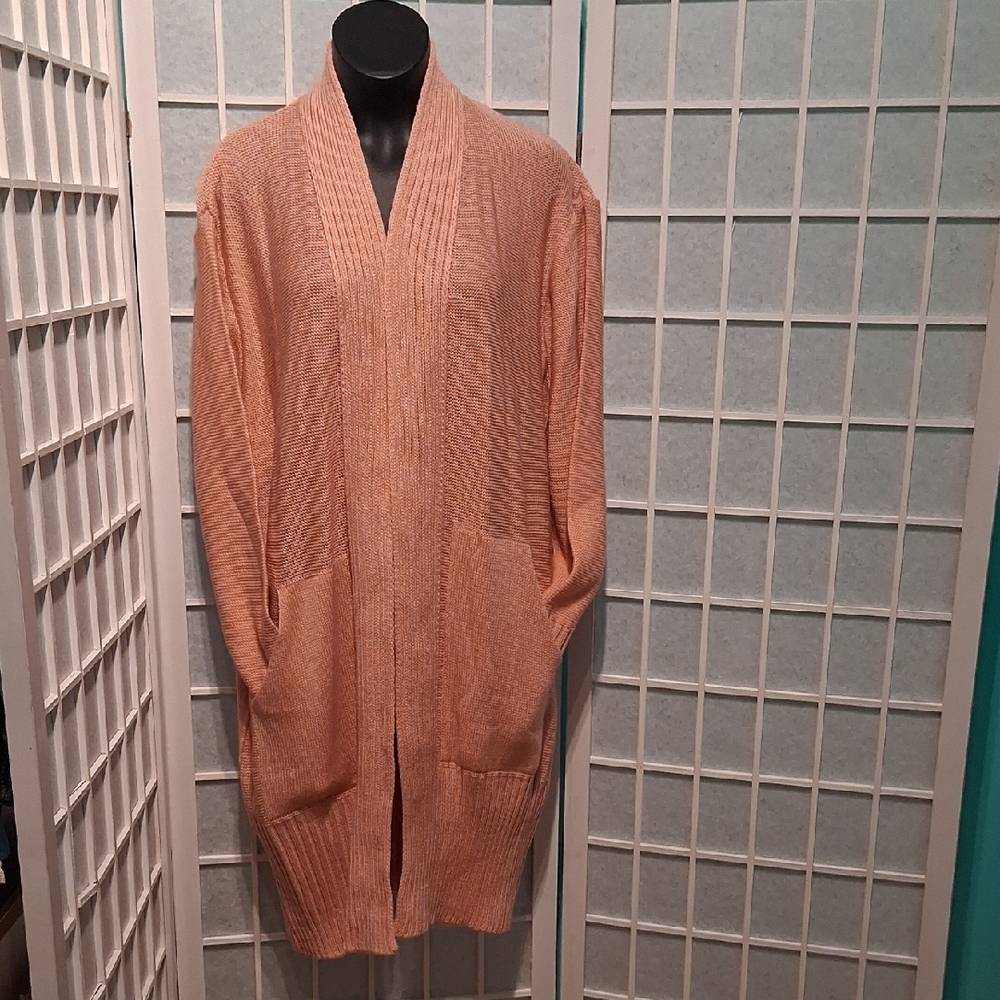 NEW! Wool Blend Coral Open Front Cardigan 6595